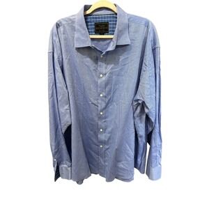 Jos A Bank Reserve Mens 2X Blue Micro Pattern Button Down Shirt Long Sleeve